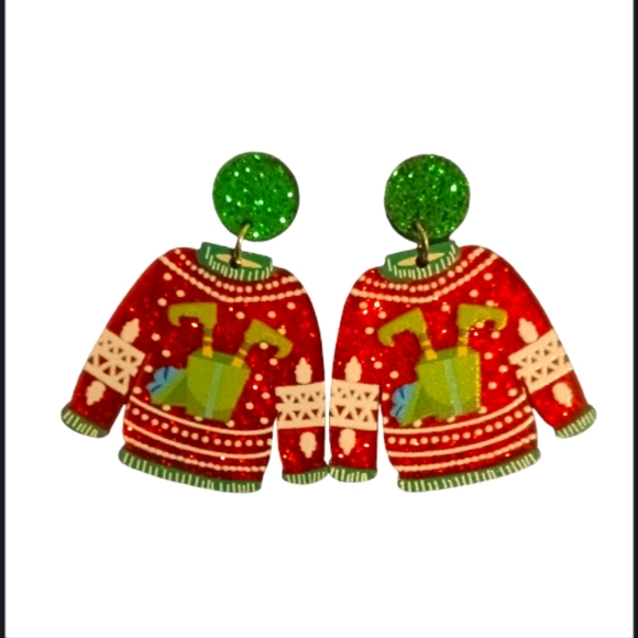 Sparkly Ugly Sweater Earrings! - Picture 1 of 3